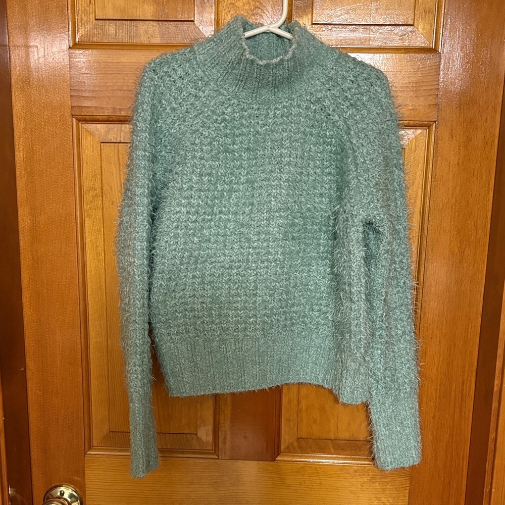 Super Fuzzy Green Turtleneck